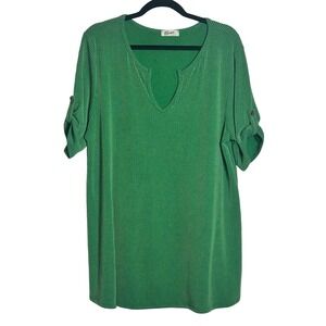 Blumin Apparel Roll Tab Sleeve Tunic Top Plus Size 3X Casual Bright Soft Stretch